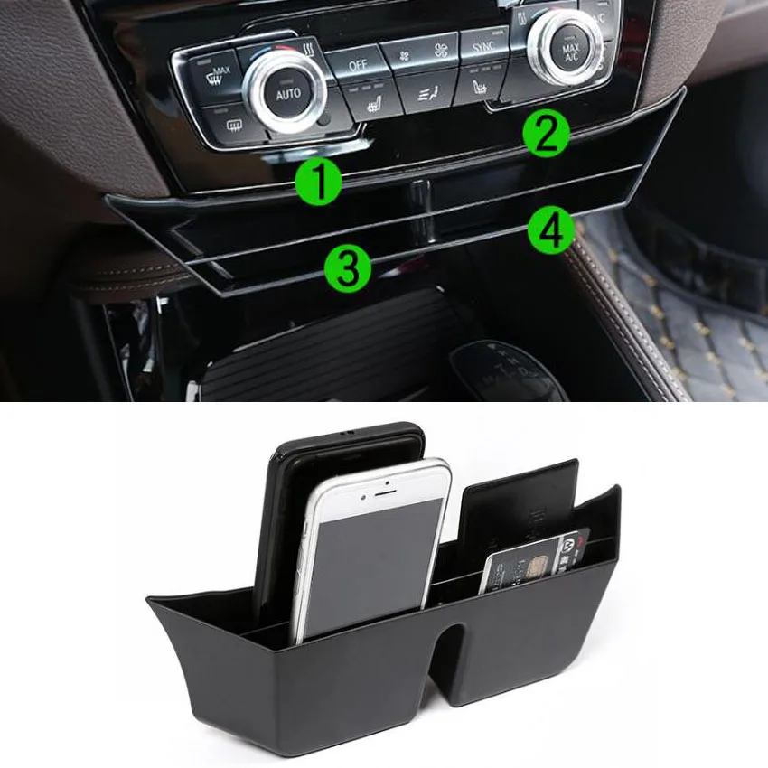 For BMW X1 F48 2016 2017 2018 Car Front Central Console Storage Box Holder Container ABS Auto Interior Accessories