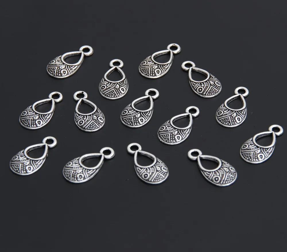 100pcs  Silver Color Small Visor with hole Charms cute Pendant for diy jewelry accessories handmade making 9x17mm A2990