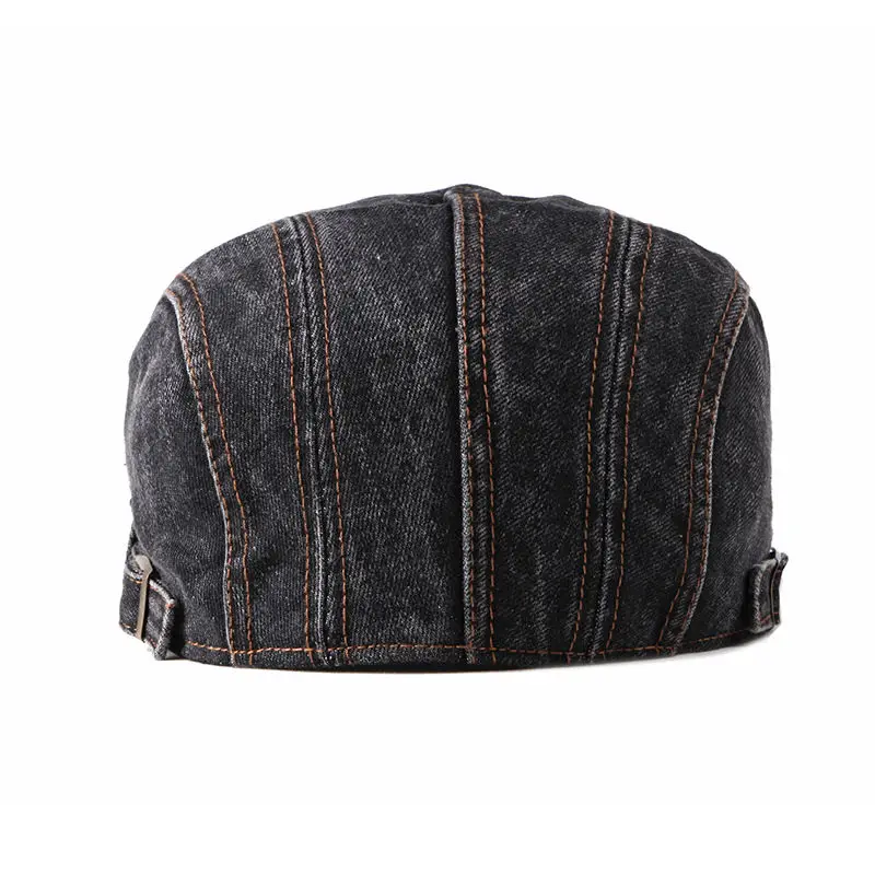 2024 Spring Denim Solid Newsboy Caps Men Washed  Flat Peaked Cap Women Painter Beret Hats