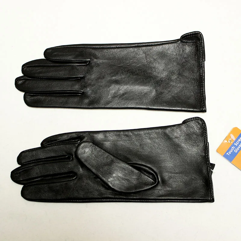 Guantes de cuero para conducir para mujer, manoplas de piel de oveja finas, sin forro, para montar en motocicleta, color negro, para primavera y