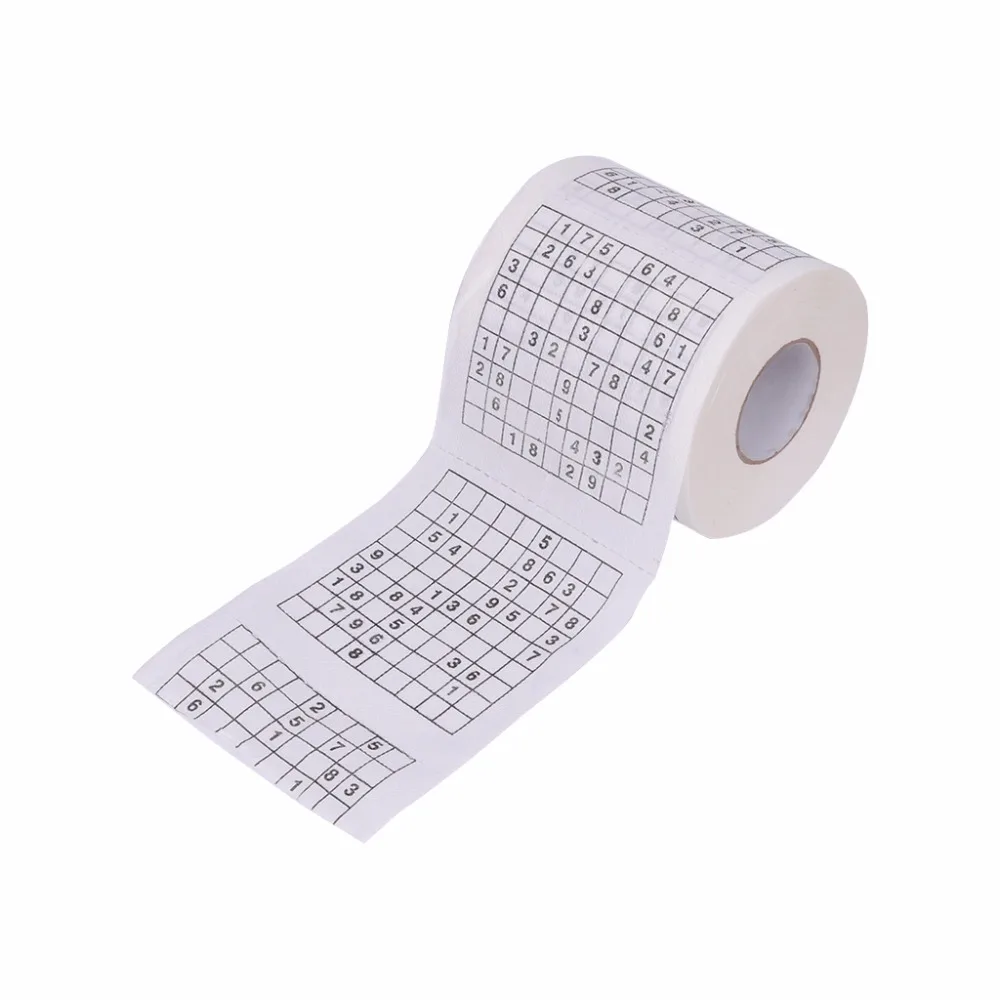 

FSHALL 1 PC New 10x9.5cm Durable Sudoku Su Printed Tissue Paper Toilet Roll Paper Good Puzzle Game 2 Layer 240 Section