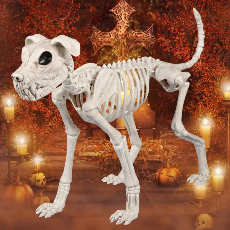 Skeleton Big Size Dog 100% Plastic Animal Skeleton Bones for Horror Halloween Decoration Gift Box free shipping