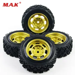 4Pcs/Set 1:10 Scale Rally Racing Rubber Tires and Wheel Rim with 6mm Offset and 12mm Hex fit Off Road Car RC Accessories