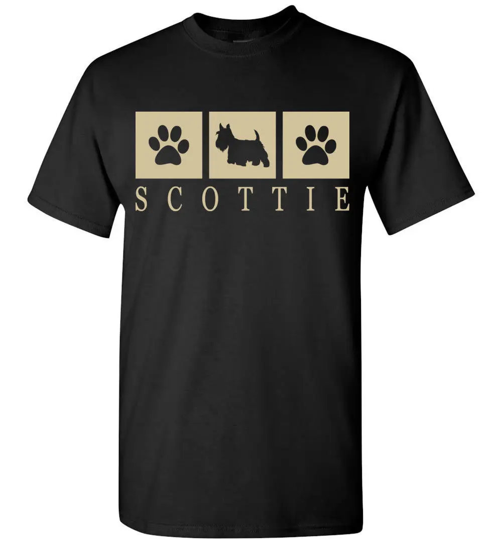 Mens T Shirts Fashion Short Sleeve O-Neck Cotton Scottie Dog Silhouette T-Shirt Tee - Men, Women, Print Tee Shirt Homme