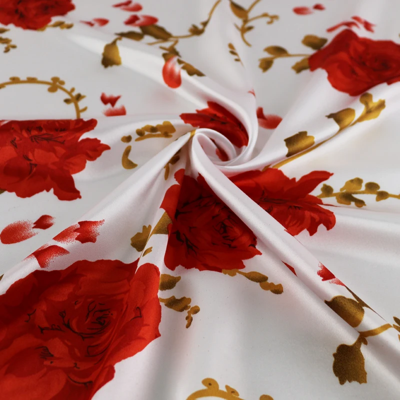 1 meter X 1.48 meter rose floral satin tissus polyester party wedding fabric decorations