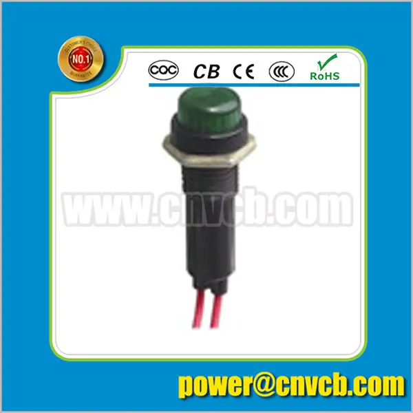 ZS144 10mm diameter wire lead green 12V/110V/220V pilot lamp indicator