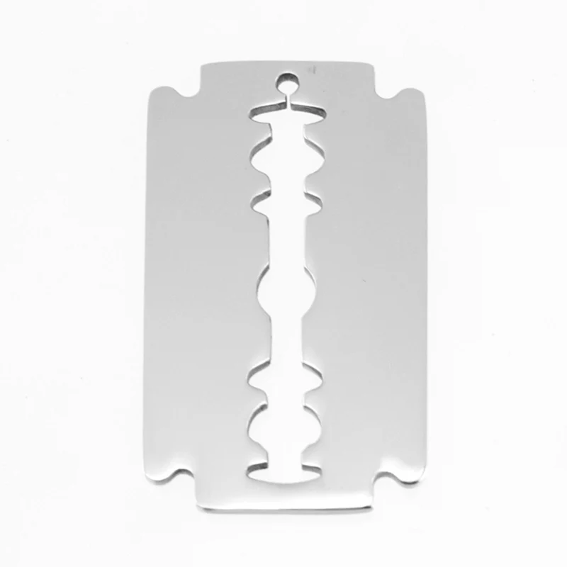 

Risul shaver blade loops blank pendant both sides mirror polished stainless steel high quality pendant wholesale 50pcs