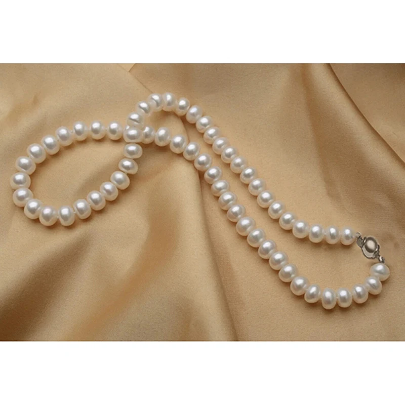 Imagem -03 - Freshwater Pearl Beads Gargantilhas Colar para Mulheres Clássico Noiva Casamento Mãe Menina Senhoras 43cm 17 Grande 10 mm