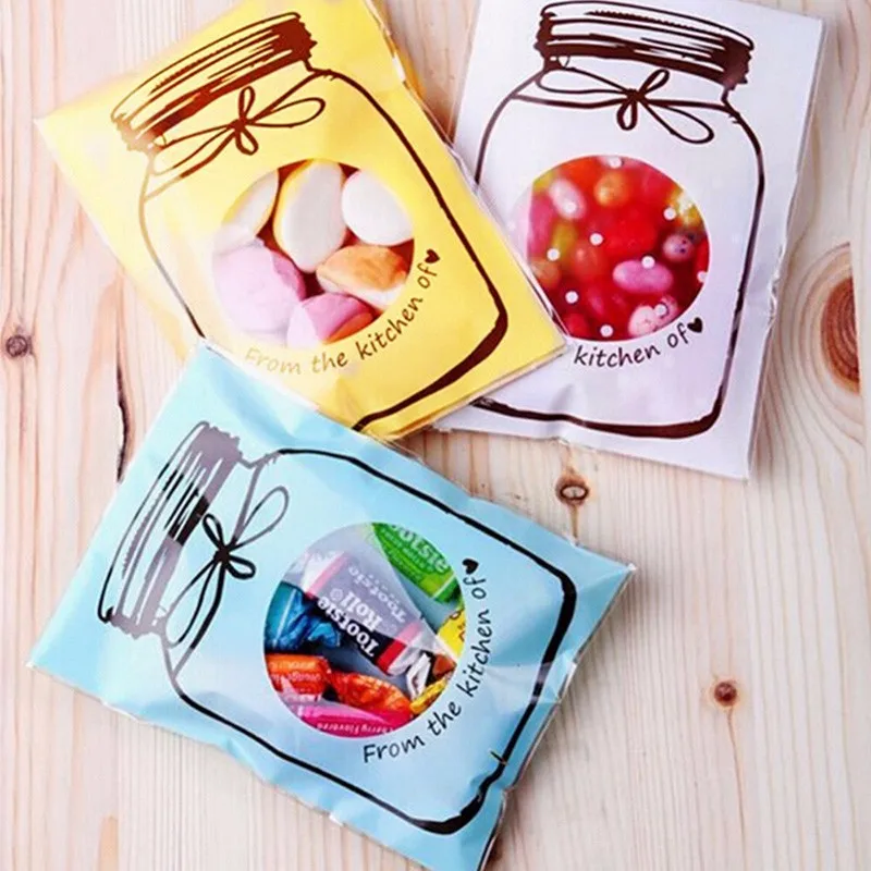 50/100PCS Cartoon Candy Cookie Biscuits Packaging Bags Gift Bag Self Adhesive Plastic Bags Wedding Birthday Party Supplies