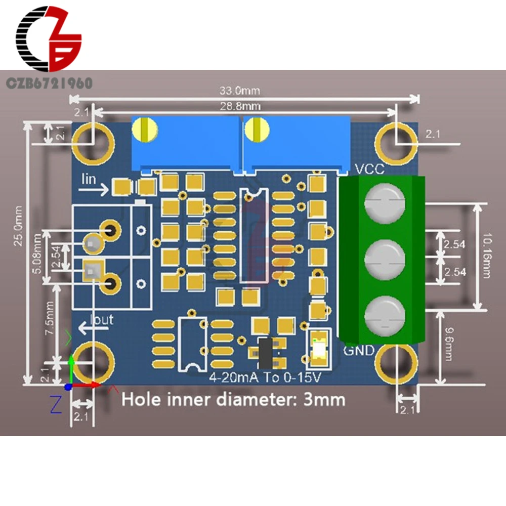 4-20mA per 0-15V 0-5V 0-10V Segnale Del Trasmettitore di Corrente di Tensione di Isolamento trasformatore convertitore di Bordo del Modulo DC 12V