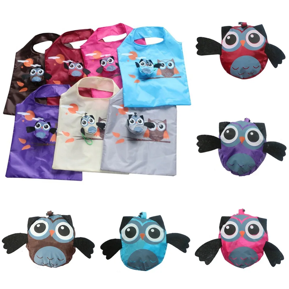 Cute Animal Owl Shape Folding Shopping Bag Eco Friendly Ladies Gift Foldable Reusable Tote Bag Portable Travel Shoulder Bag