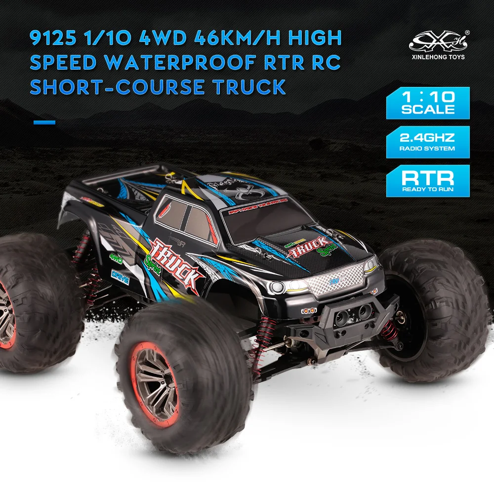 XINLEHONG TOYS 1/10 9125 RC Car 2.4GHz 4WD 46km/h High Speed Remote Control Short-course Truck Waterproof