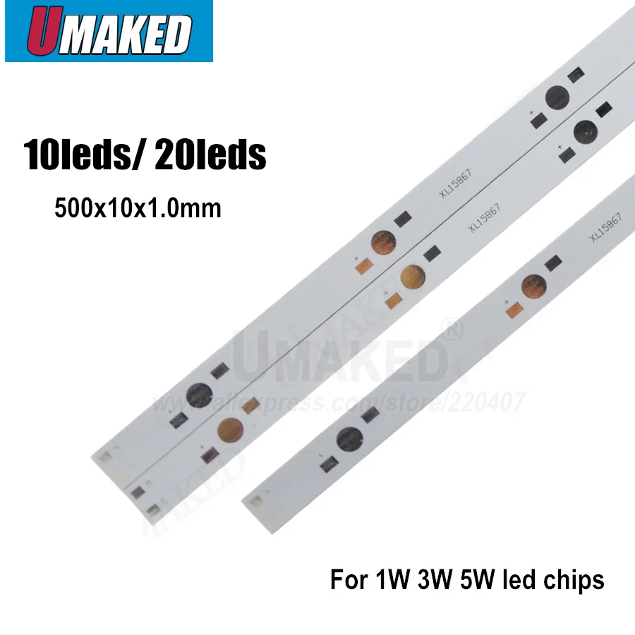 10pcs 1W 3W 5W LED Aluminum Base Plate 500mm PCB Board DIY For 10 20W Watt High Power Light Beads diy tube lamp decorative light