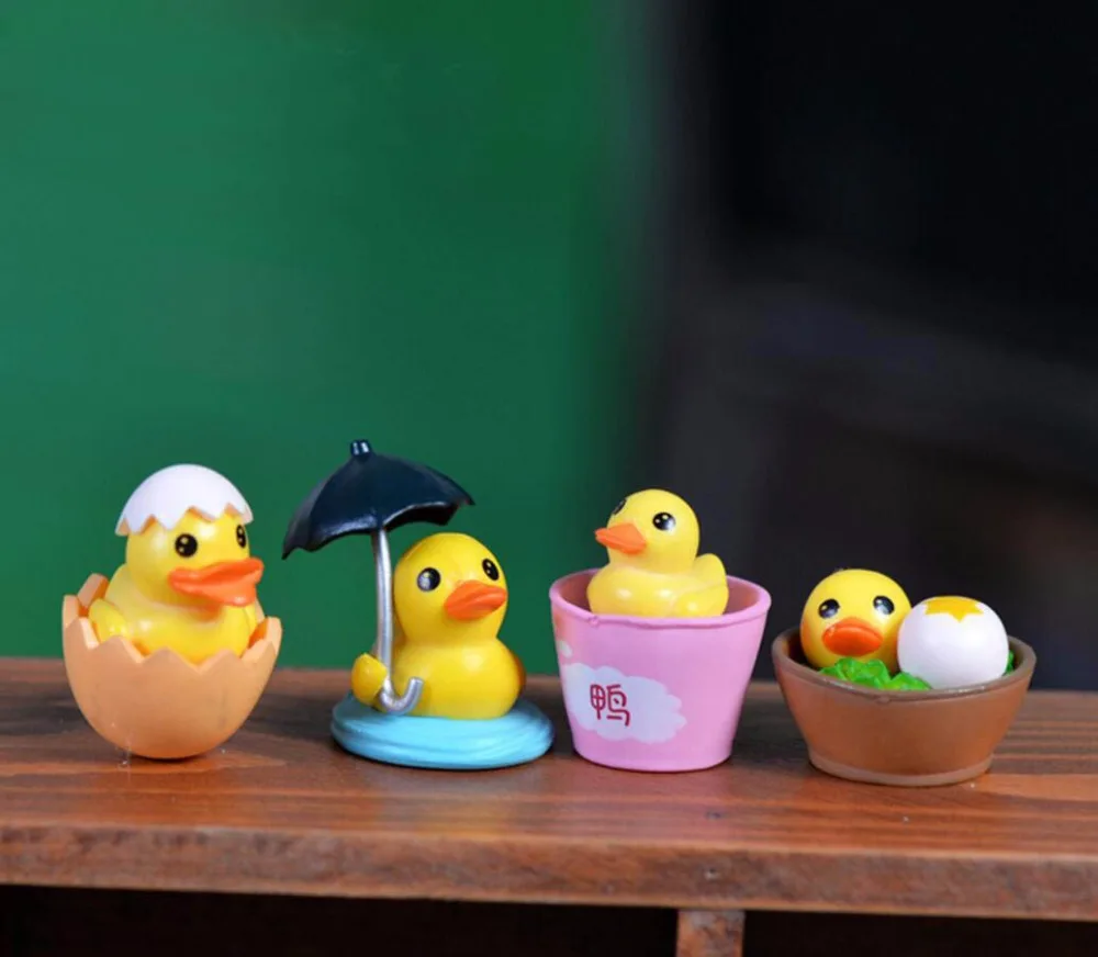 50pcs Washing Yellow Ducks Dollhouse Landscape Miniatures Accessories Resin Ornaments Home Garden Decor DIY Material