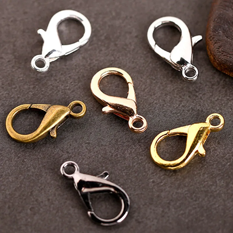 100 Alloy Lobster Clasps 12mm Lobster Clasp Jewelry Clasps, Metal Clasps Necklace Making Supplies