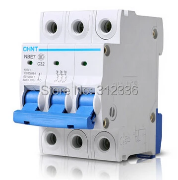 Free Shipping 2 years Warranty   C32 3P 32A  3 pole domestic C type small air switch unipolar Electric shock protection