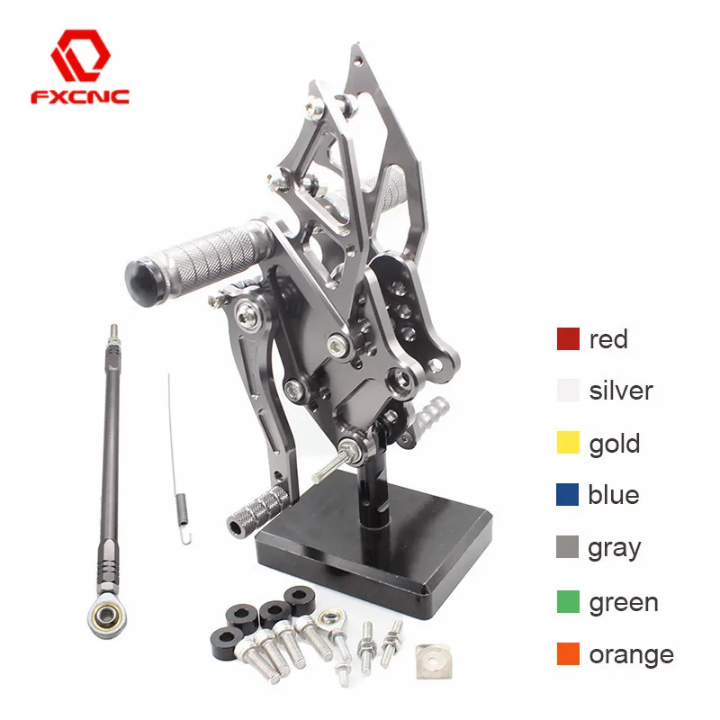 CNC Aluminum Adjustable Motorcycles Rearsets Rear Sets Foot Pegs Pedal Footrest Rear Set For KAWASAKI Ninja 300 250 2013 - 2016