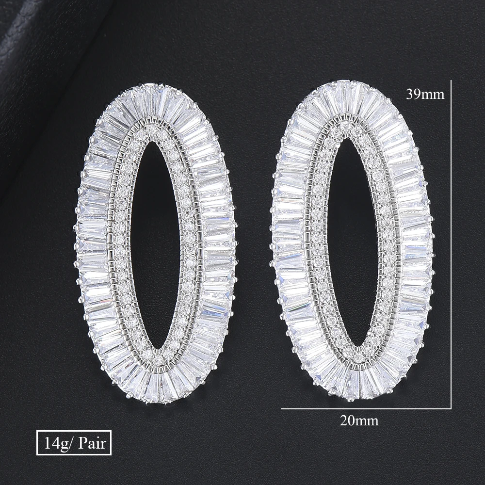 GODKI 39mm Luxury Oval Shape Stud Earrings For Women Wedding Cubic Zirconia CZ DUBAI Bridal Earrings boucle d\'oreille femme 2018