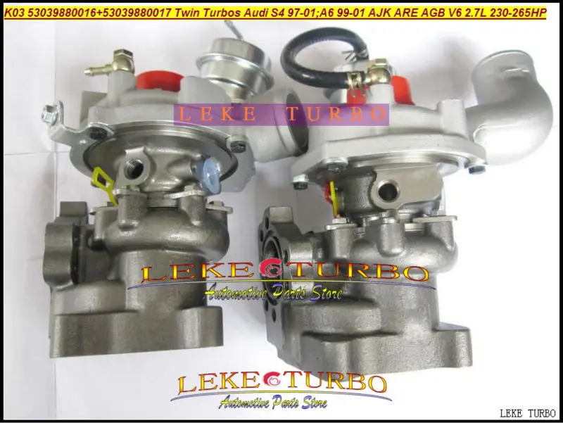 ww K03 16 + 17 53039880016 + 53039880017 Twin Turbo Turbocharger For AUDI S4 97-01;A6 1999-01 AJK ARE BES AGB 2.7L 230HP 265HP