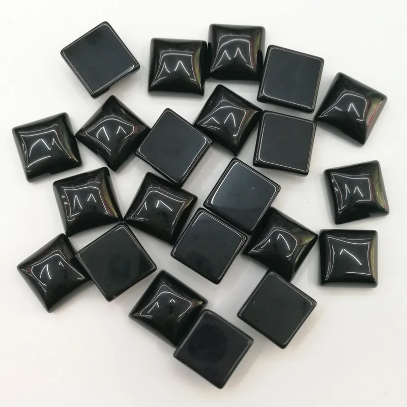 Hurtownie 50 sztuk/partia moda 10x10mm naturalny czarny onyks plac CAB CABOCHON kamień koraliki do biżuterii akcesoria darmowa wysyłka