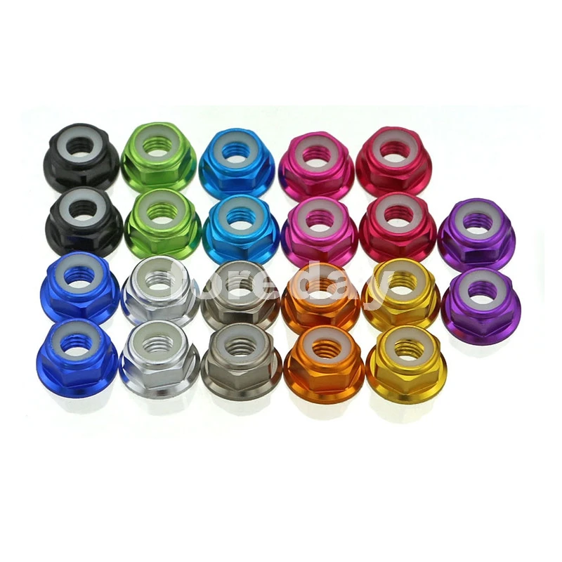 5PCS 2MM Nylon Insert Lock Nuts (Nyloc) Hex Flange Nut Aluminum M2 Multi-Color Anodic oxidation GB 1LOT=5PCS *BT880-890