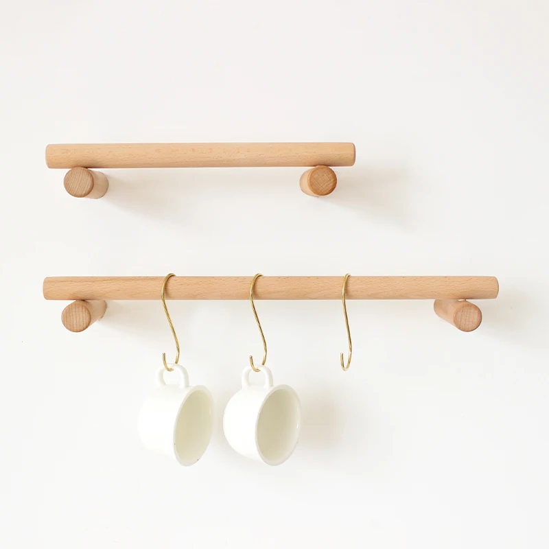 

Beech Wood Towel Hanger, Household Wall Hooks, Key Holder, Living Room Coat Rack, Hat Organizer