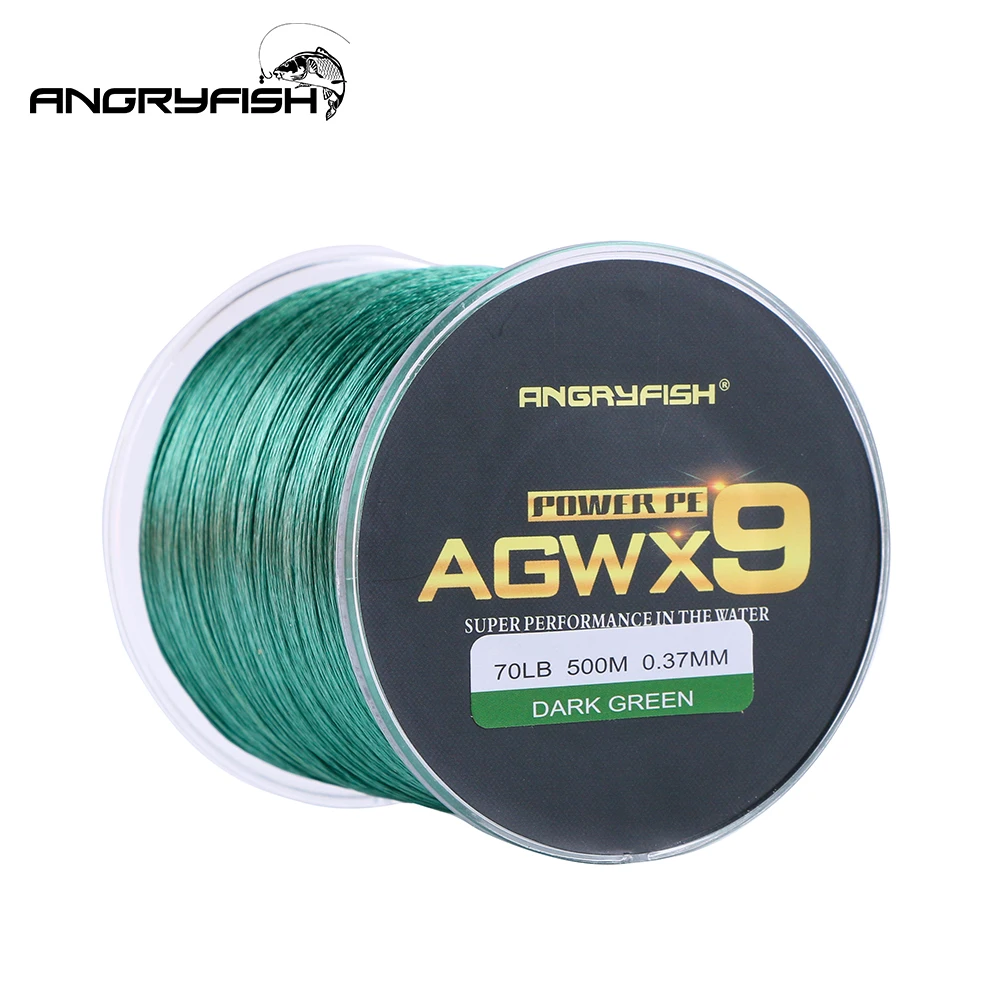 Angryfish 9 Strands Weaves Braided 500M/547YD Fishing Line Super Strong PE Line 15LB-70LB Braided Fishing Thread