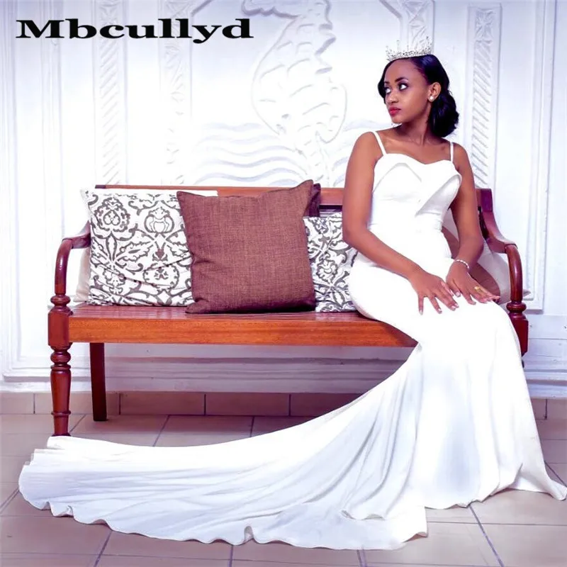 Mbcullyd Luxury Satin African Mermaid Wedding Dresses 2023 Long Court Train vestido de noiva Fashionable Plus Size Bridal Gowns