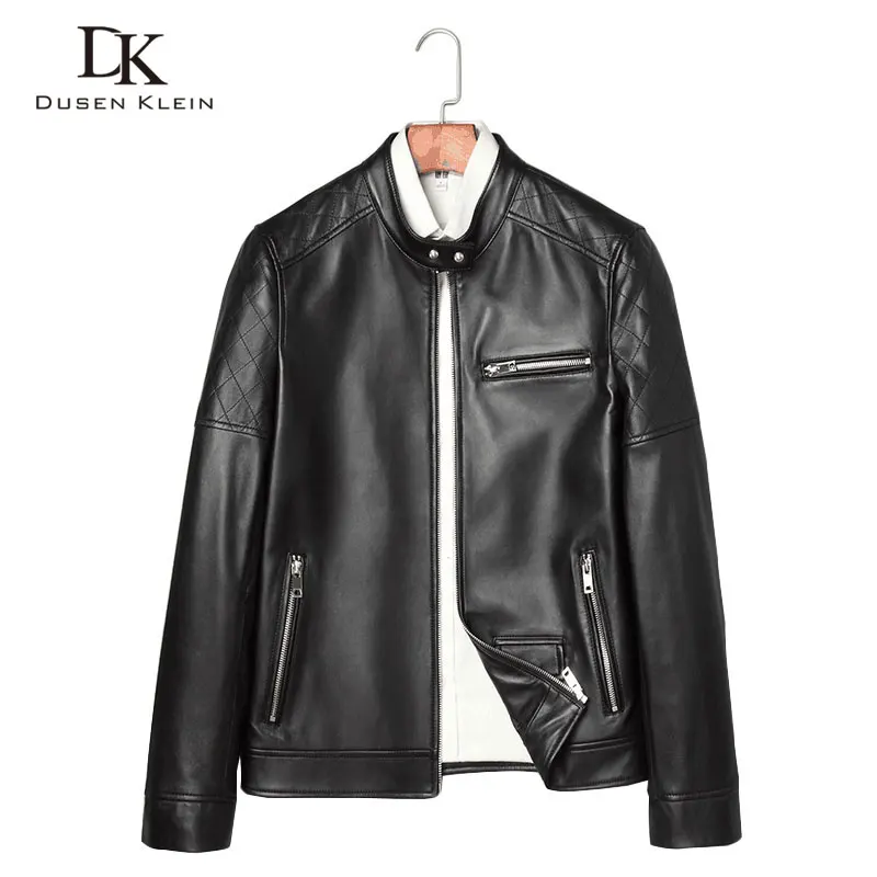 

Men Autumn Genuine Leather Jacket Dusen Klein Brand Luxury Outerwear Black/Slim/Simple Business Style/Sheepskin Coat DK017