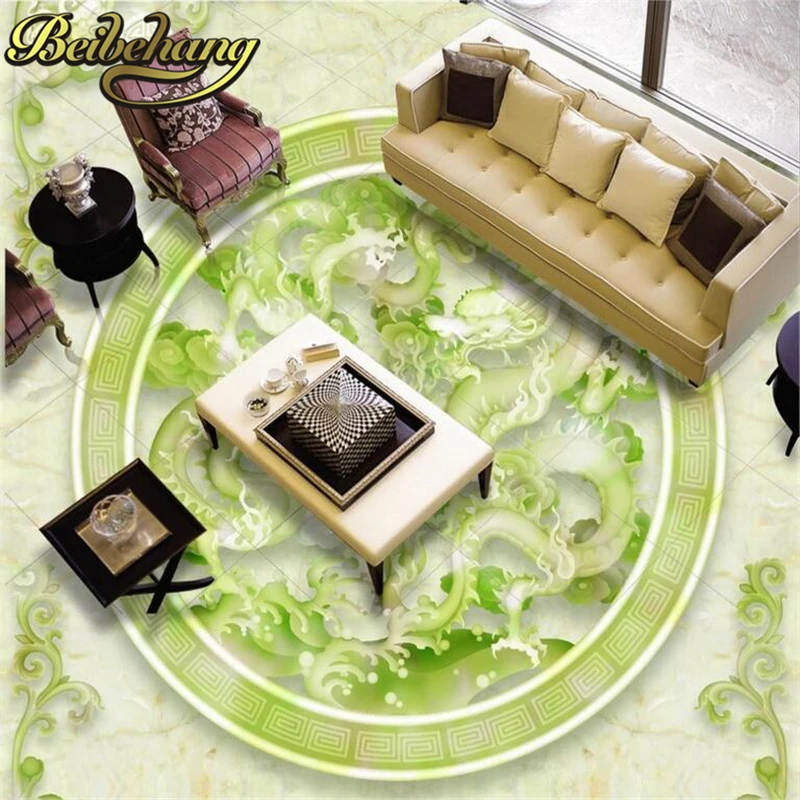 Custom Dragon beast stone relief Floor Wallpaper for Living Room Bathroom Self-adhesive Waterproof Mural Wall paper Stickers