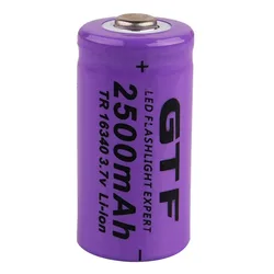 GTF 16340 2500mAh 3.7V akumulatory litowo-jonowe do latarki czołowej 2500MAH pojemność 16340 baterie litowe