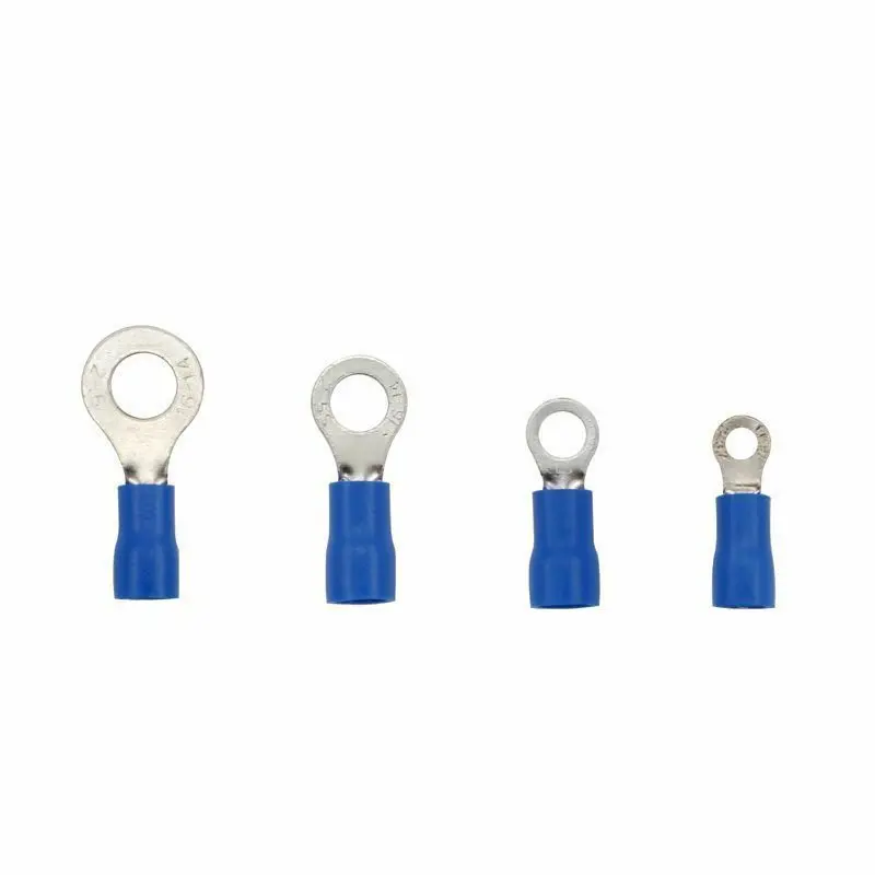 50pcs RV2-3 -4 -5 -6 Blue Ring insulated terminal Cable Wire Connector suit 1.5-2.5mm 16-14AWG Electrical Crimp Terminal