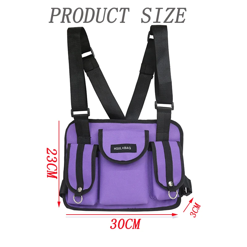 Men Chest Pack Rig Hip Hop Streetwear Unisex Cool Functional Tactical Shoulder Anti Theft Waist Bag Purse  Punck Style Backpack