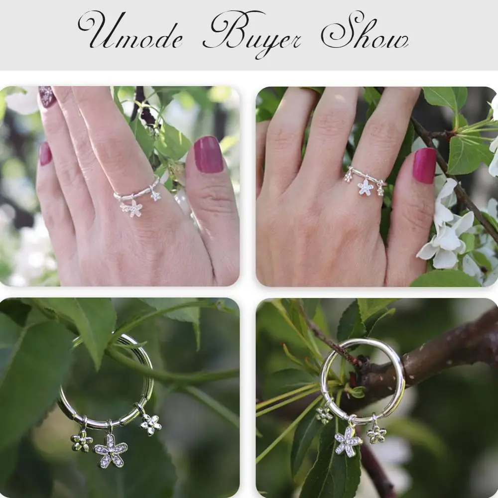 UMODE Cute Flower Rings for Women Engagement Finger Rings Fashion Pendant Ring for Gift Girl Designer Jewelry Accessories UR0494