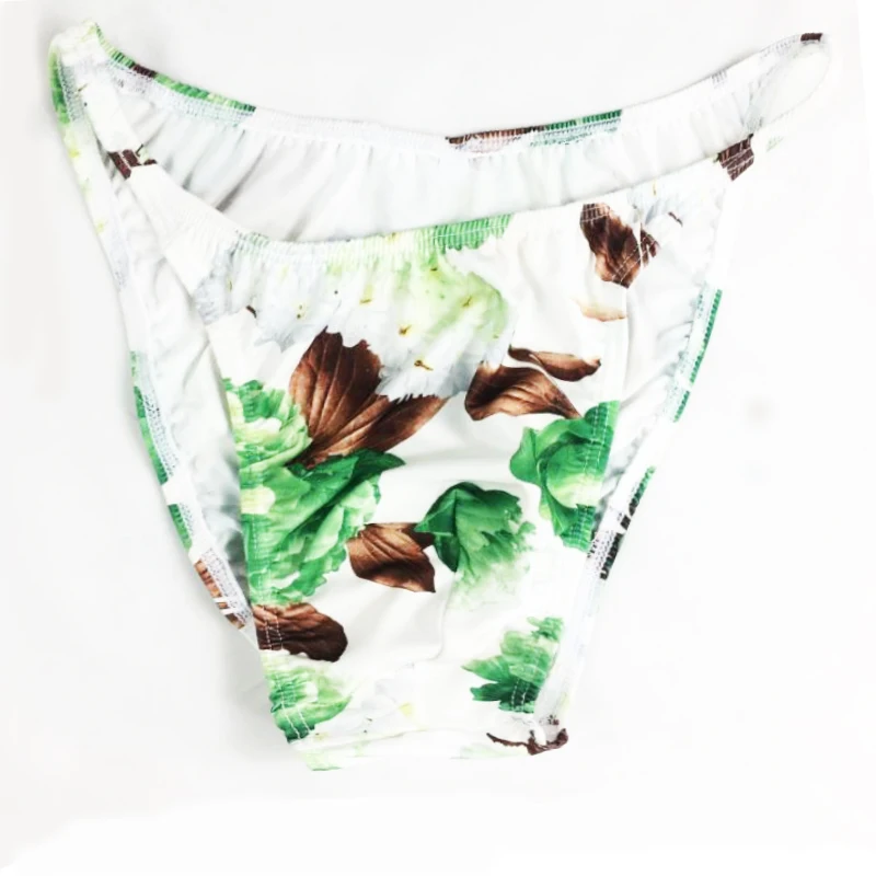 Mens Sexy Floral Milk silk Floral Sissy Underwear Pouch Low Rise Lingerie Briefs Underwear Erotic Gay Mens Lingerie UnderPants