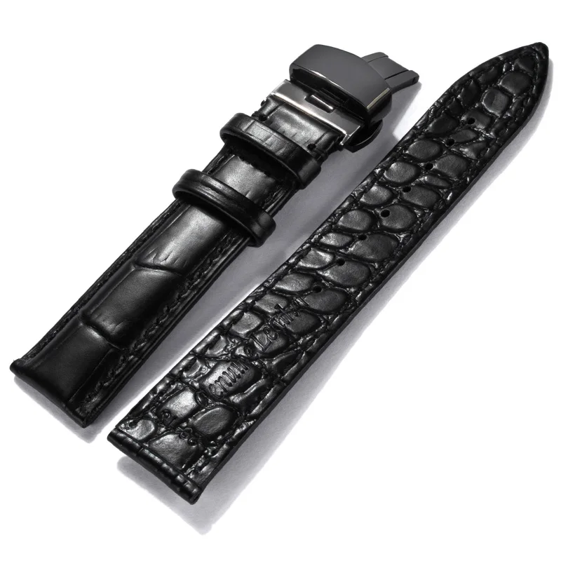 12 14 16 18 20 22 24 mm Leather Black Dark Brown Pink White Classic Alligator Grain Watch Band Strap Belt For Rolex Omega IWC