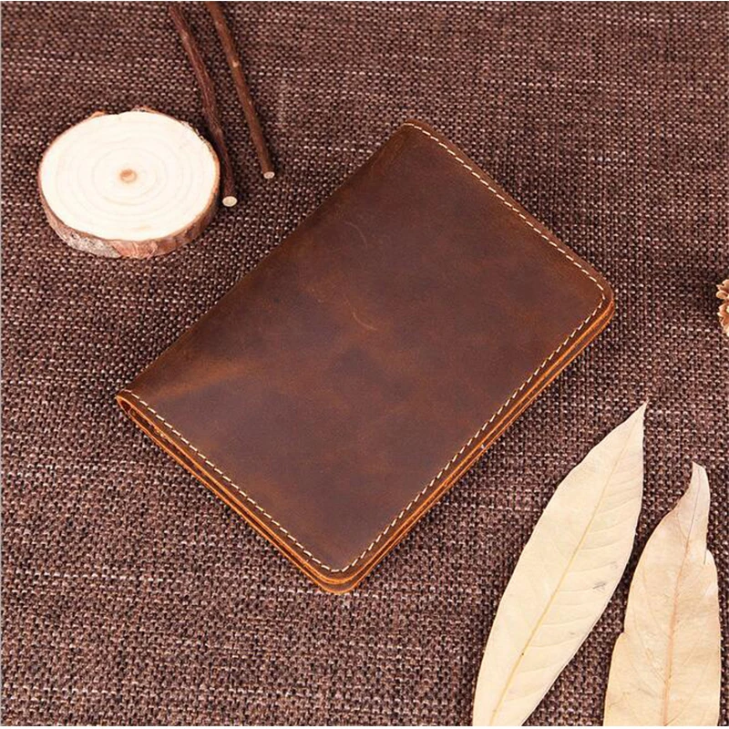 Unisex Genuine Leather Passport wallet Women Vintage Cow Leather Passport cover Wallet Men Credit Card Holder Travel Wallet