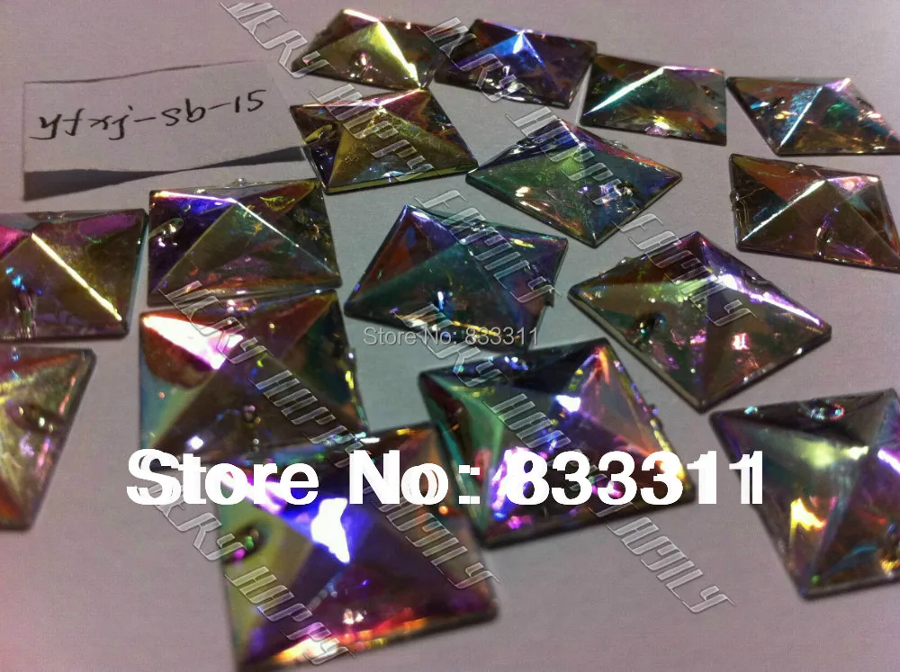 Luźne koraliki 150ps 14mm akrylowe olśniewające AB-kolor kwadratowe cyrkonie do szycia torebek na suknie ślubne kamienie akcesoria przyszyć rzemiosło