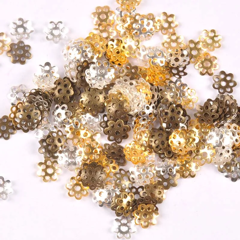 500pcs Vintage 3 Colors Flowers Blank Setting Filigree Wraps Connectors Charm Findings For Jewelry Making  YKL0758