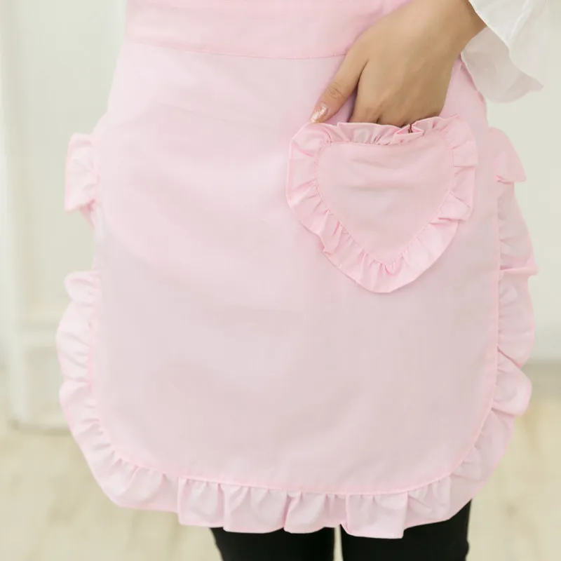 Pink Lolita Women Kitchen Cotton Apron Maid Ruffle Avental de Cozinha Divertido Tablier Cuisine Pinafore Baking Cooking Apron