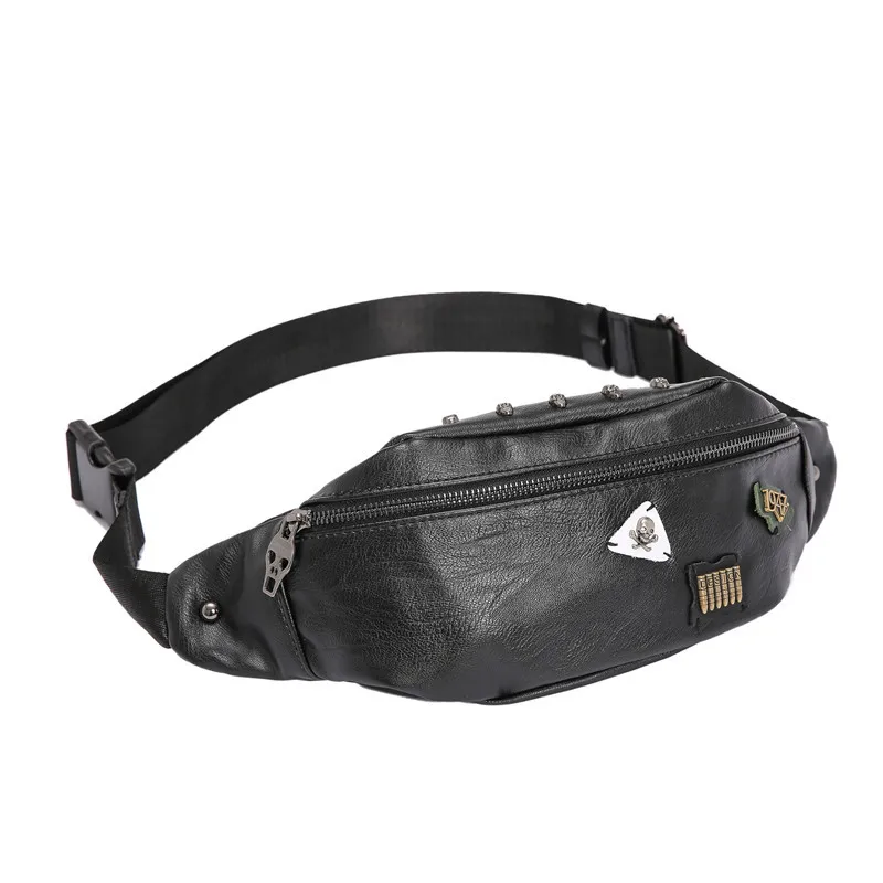 Annmouler Men Waist Bag Pack Travel Phone Belt Bag Pouch for Women Men Pu Leather Fashion Shoulder Chest Bag Unisex Hip Bags