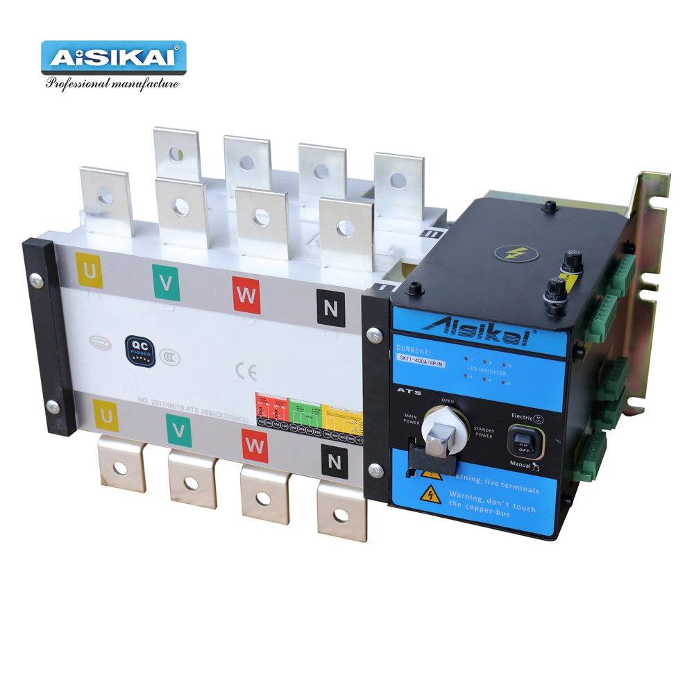 AISIKAI 400A  4P ATS controller dual power automatic transfer switch parts 220V380V electric diesel generator panel board 3phase