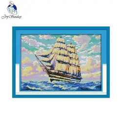 Joy Sunday Sailng (2) counted printed on fabric  14CT 11CT Cross Stitch kits,embroidery needlework Sets Home Decor