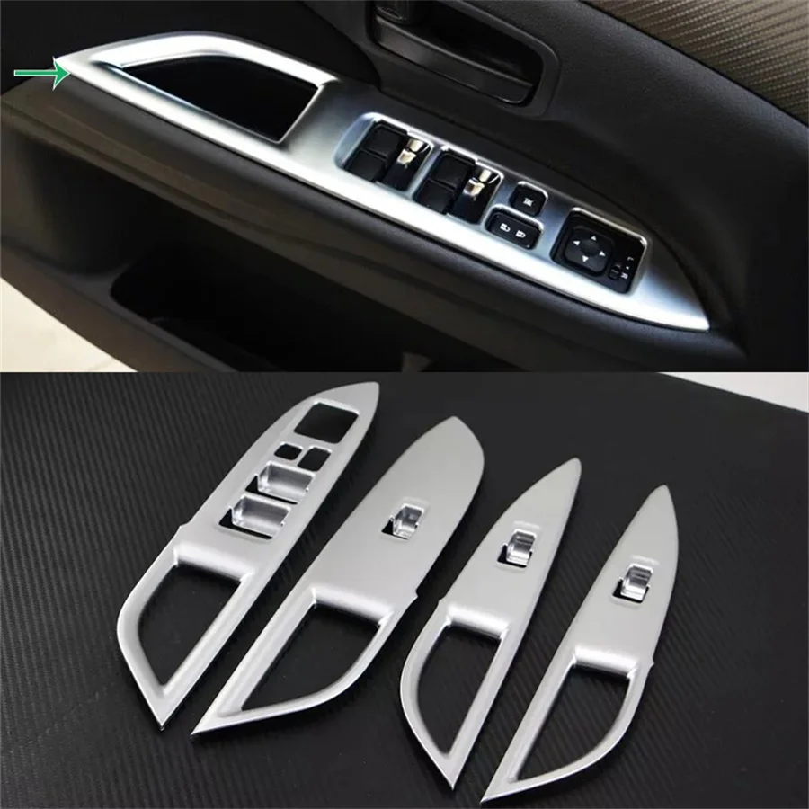 Car Accessories Interior Decoration Stainless Steel Armrest Window Lift Down Rises Cover For Mitsubishi Outlander 2014-2019