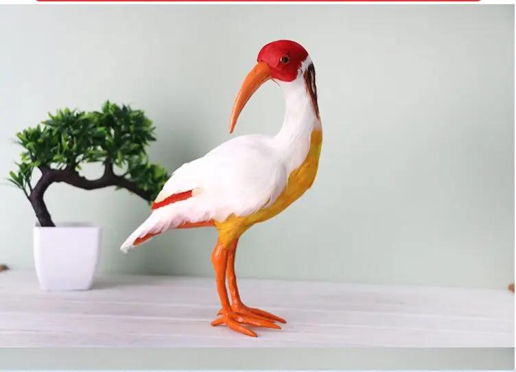 new creative simulation colourful Crested Ibis toy resin&fur Crested Ibis model gift about 28x24cm 1003