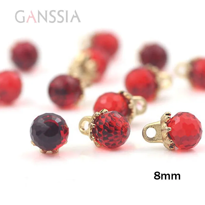 10pcs/lot Size:8mm Red Imitation Crystal Buttons Sewing Shirt Button DIY Scrapbooking Accessories(SS-98-2)