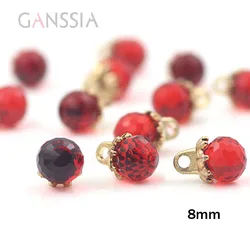 10pcs/lot Size:8mm Red Imitation Crystal Buttons Sewing Shirt Button DIY Scrapbooking Accessories(SS-98-2)