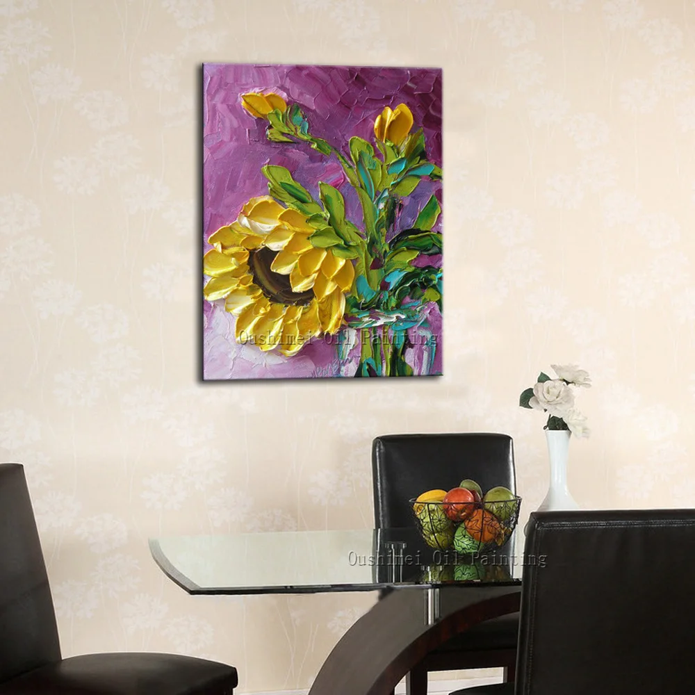 Professional Artist Pure Hand-painted High Quality Modern Abstract Flower Oil Painting On Canvas Flower In Vase Painting