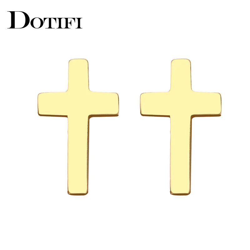 DOTIFI Stainless Steel Stud Earring For Women Man Cross Gold Color Lover's Engagement Jewelry Drop Shipping