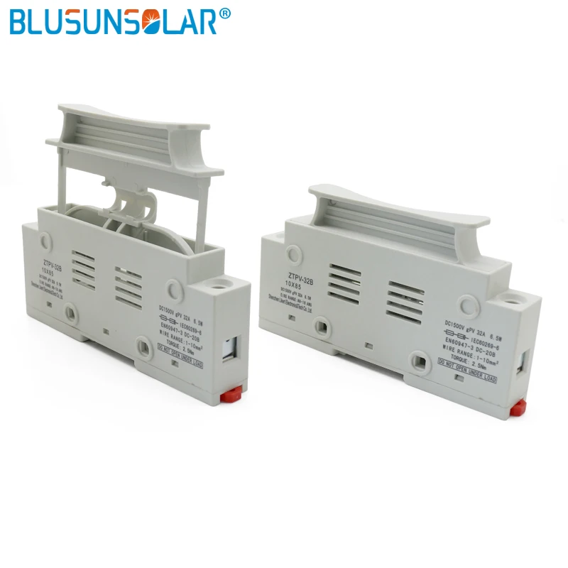 

5PCS High Voltage Din Rail Solar Fuse holder 1500V DC wire fusible 10X85 gPV for solar Pv system protection TUV